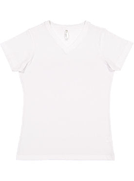 Ladies Cut V-Neck Tee - White (Sizes XL-2XL-3XL Only)