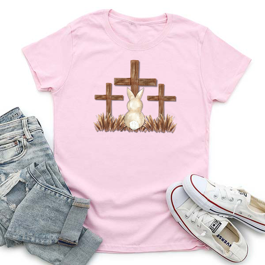 3 Crosses With Bunny Transfer - T-SHIRT SIZE
