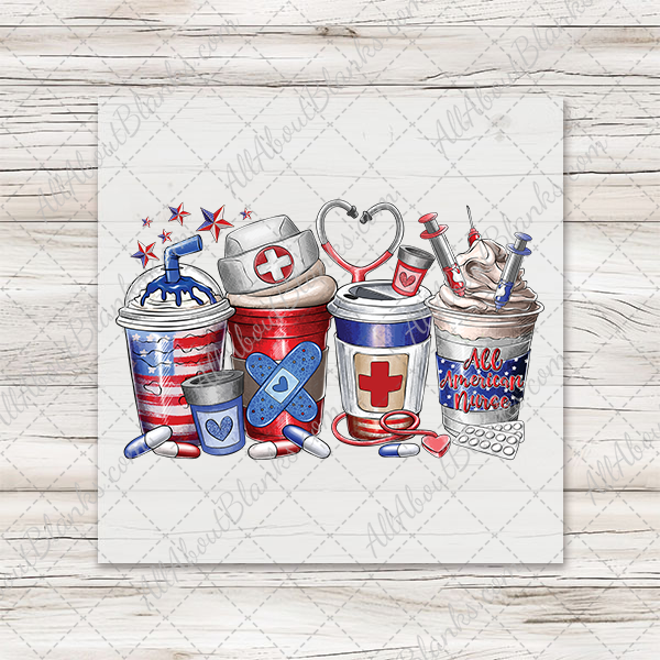 All-American Nurse Coffee Cups Transfer - T-SHIRT SIZE