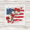 Floral American Flag Transfer - T-SHIRT SIZE