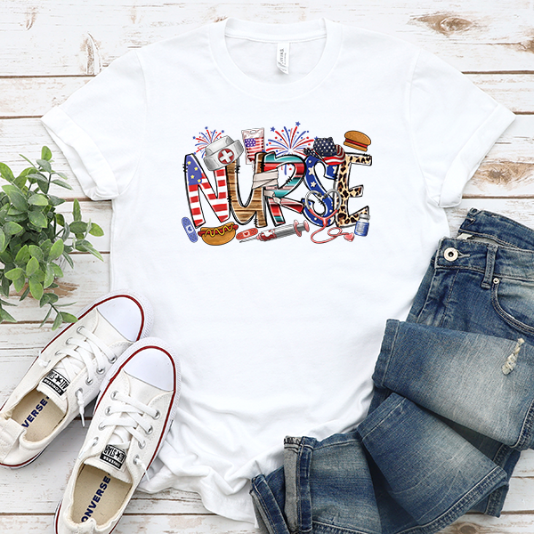4th of July Nurse Transfer - T-SHIRT SIZE