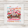 Apparently We're Trouble Quilting Flamingos Transfer - T-SHIRT SIZE