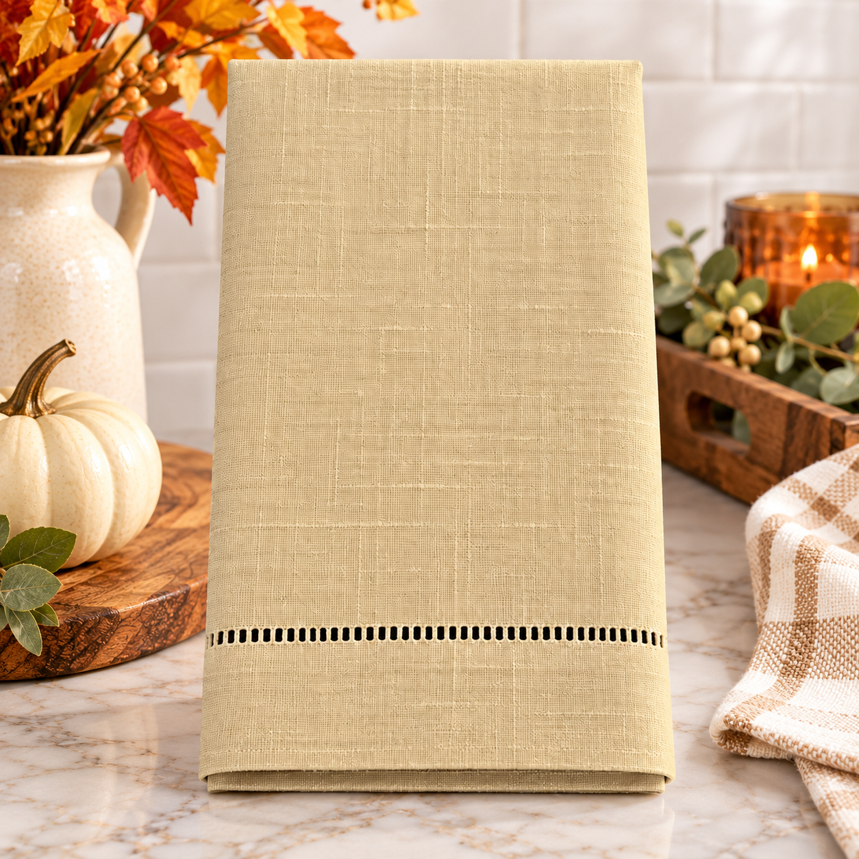 Hemstitched Guest Towel - Taupe