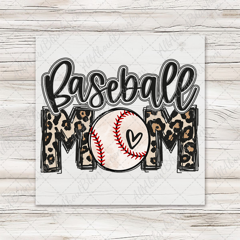 Baseball Mom Leopard Print Transfer