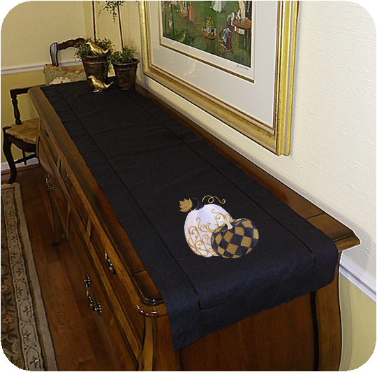 Black Hemstitched Tablerunner