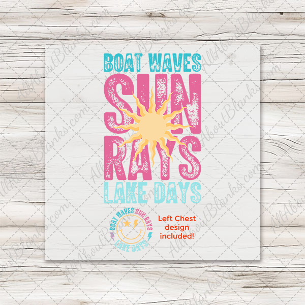 Boat Waves Sun Rays Lake Days Transfer SET