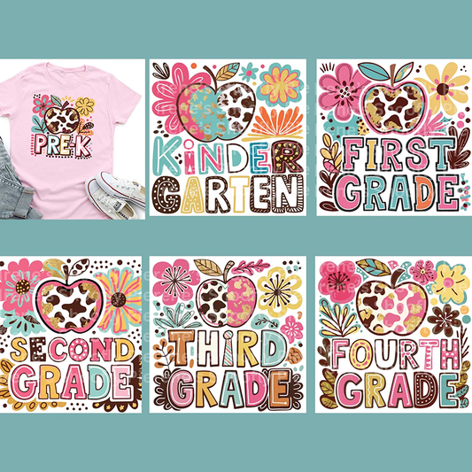 Boho Floral Grades Back To School Transfers