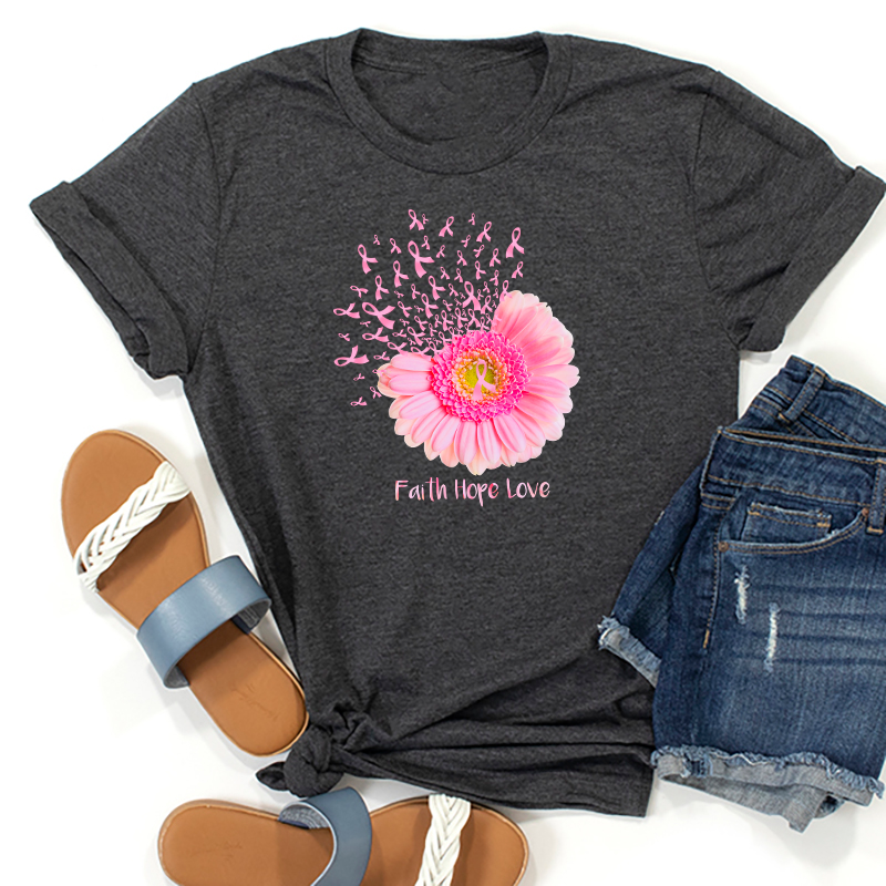 Breast Cancer Daisy Transfer - T-SHIRT SIZE