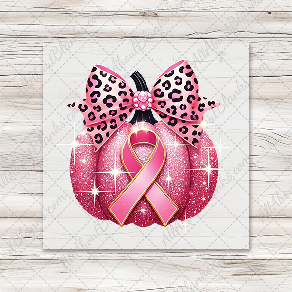 Breast Cancer Pink Glitter Pumpkin Transfer - T-SHIRT SIZE