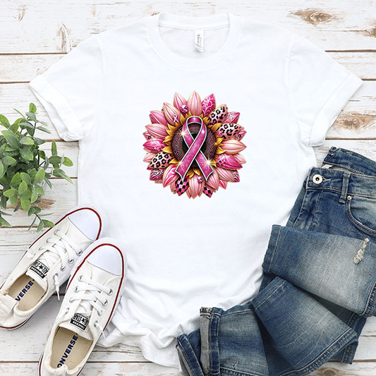 Breast Cancer Sunflower Transfer - T-SHIRT SIZE