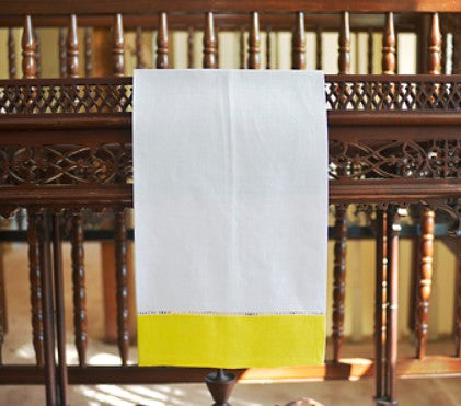 Bright Border Hemstitch Linen Guest Towel