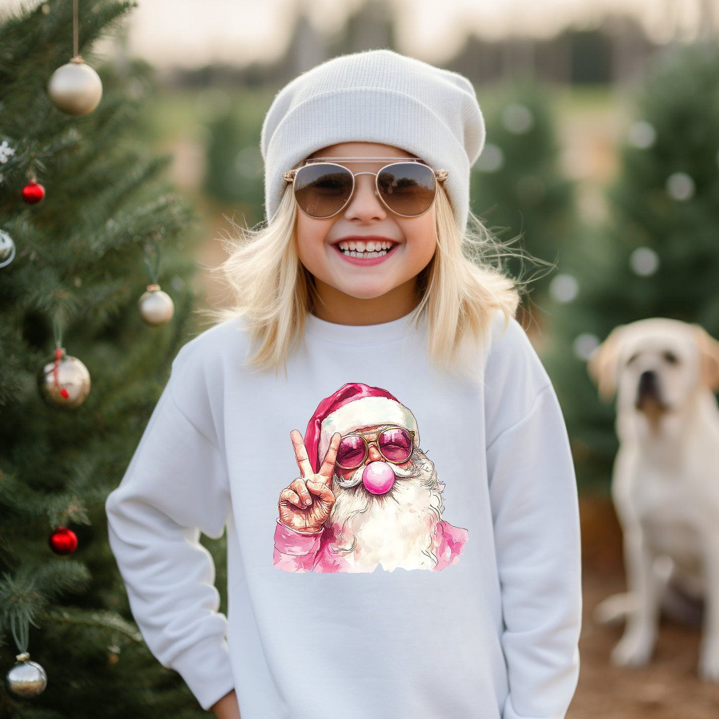 Bubble Gum Santa Transfer - T-SHIRT SIZE