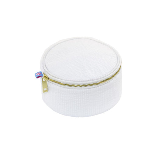 Button Bag Jewelry Round - White Seersucker