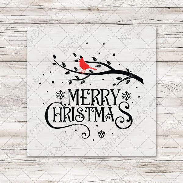 Cardinal Merry Christmas Transfer - T-SHIRT SIZE