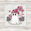 Checkerboard Be My Boo Valentines Ghost DTF Transfer - T-SHIRT SIZE