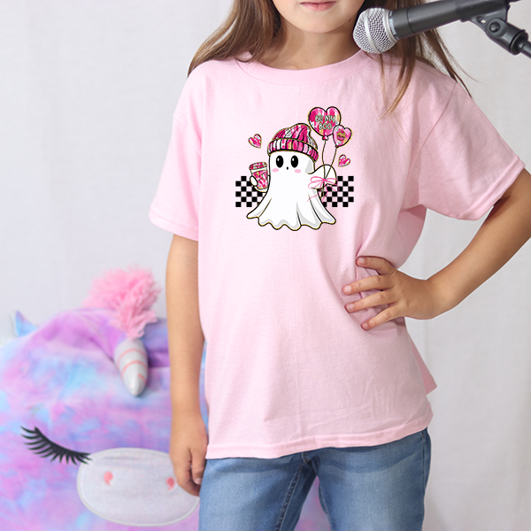 Checkerboard Be My Boo Valentines Ghost DTF Transfer - T-SHIRT SIZE