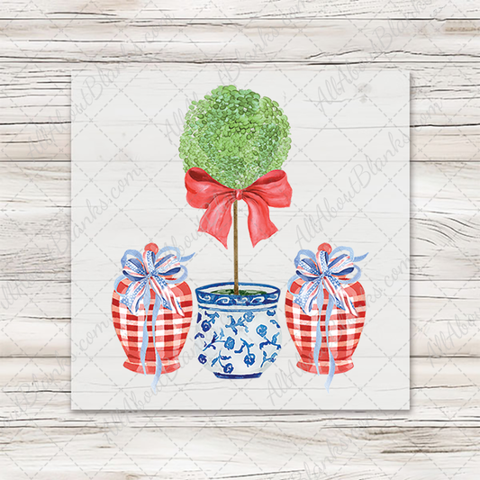 Chinoiserie Patriotic Topiary Transfer