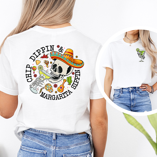 Chip Dippin Margarita Sippin Skull Transfer