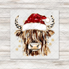 Christmas Highland Cow Glitter Brushstroke Transfer