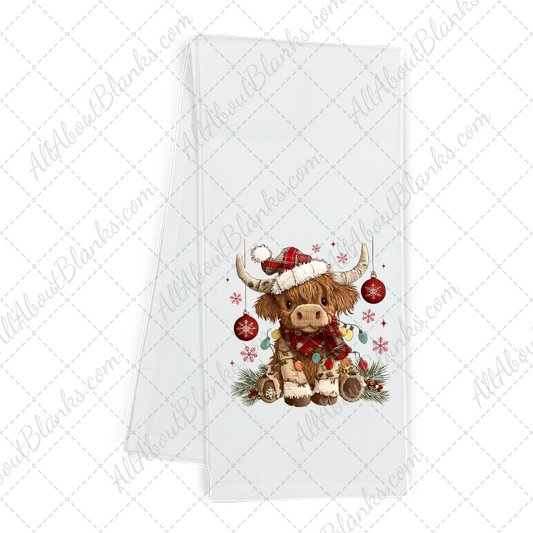 Christmas Patchwork Highland Cow Transfer