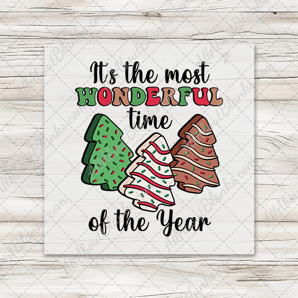 Christmas Cakes Most Wonderful Time Transfer - T-SHIRT SIZE