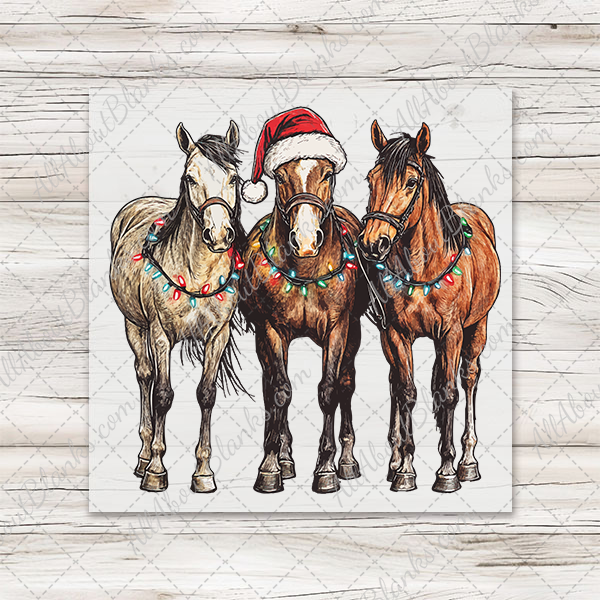 Christmas Horses Trio Transfer - T-SHIRT SIZE
