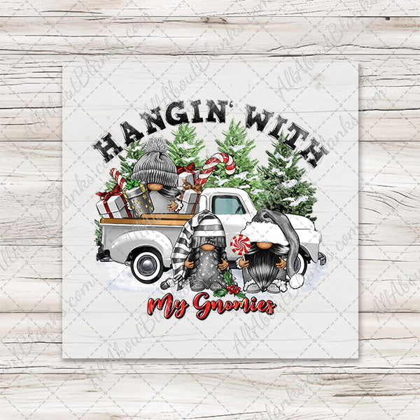 Christmas Truck Hanging With My Gnomies Transfer - T-SHIRT SIZE
