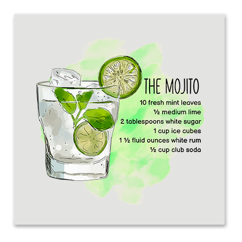 Kitchen Towel Cocktail Recipe Transfer - Mojito