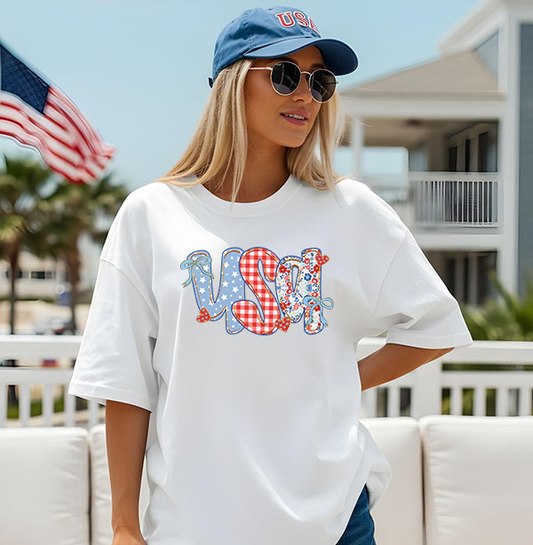 Coquette USA Glitter Border Transfer - T-SHIRT SIZE