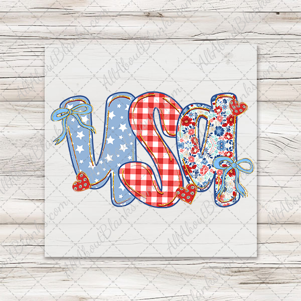 Coquette USA Glitter Border Transfer - T-SHIRT SIZE