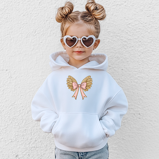 Cupid Wings Gold With Pink Bow DTF Transfer - T-SHIRT SIZE