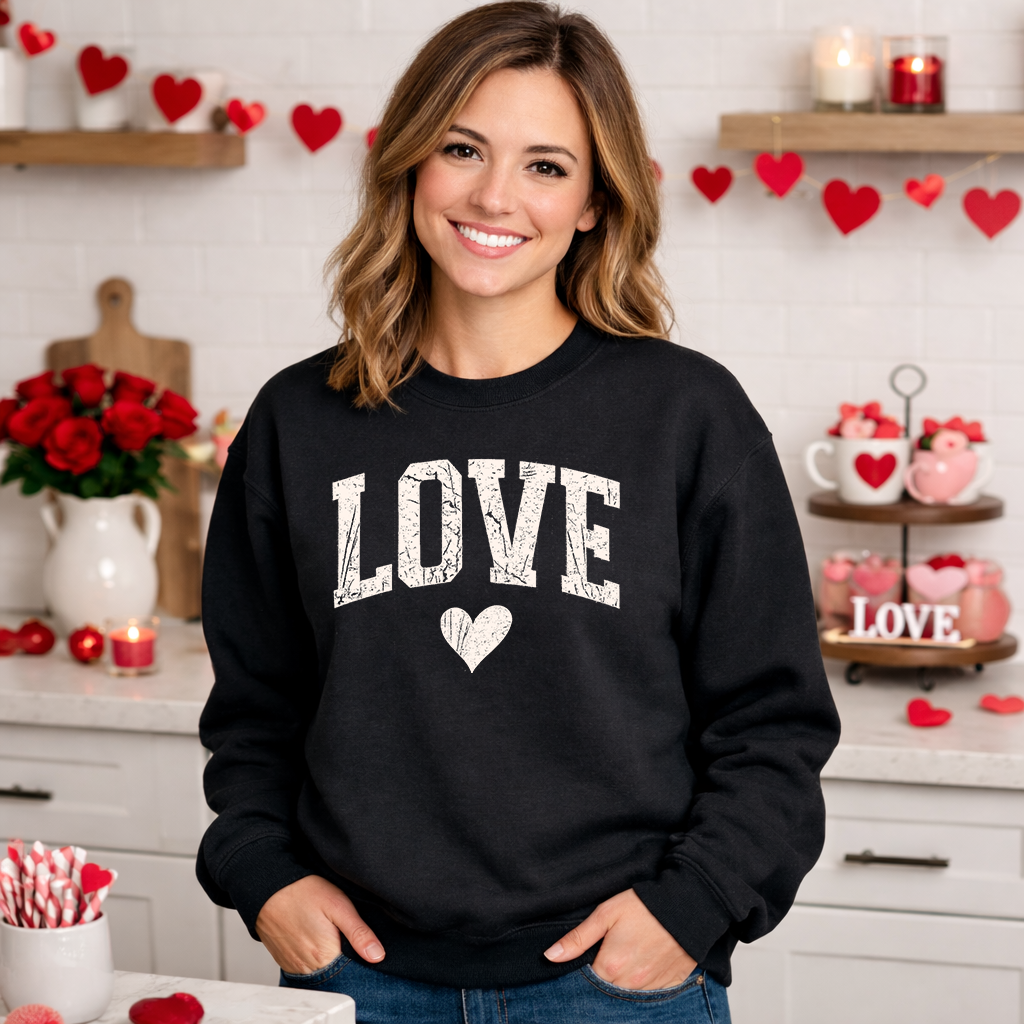 Distressed Collegiate Love With Heart Transfer