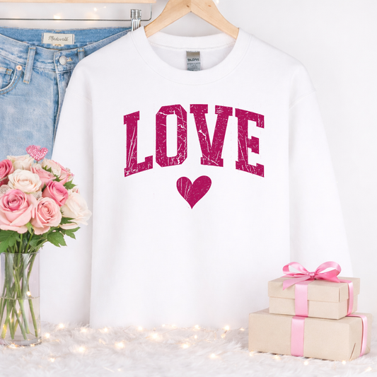 Distressed Collegiate Love With Heart Transfer