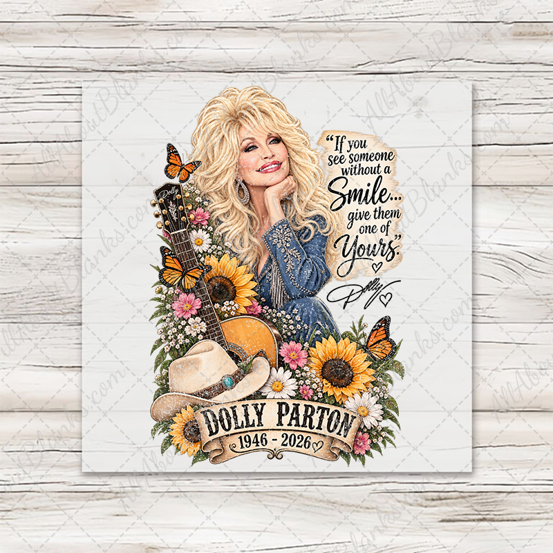 Dolly Sunflowers Smile 2026 Distressed Transfer