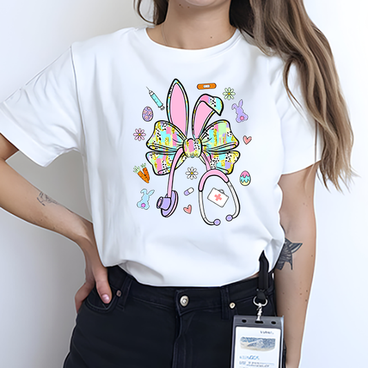 Easter Bunny Ears Nurse Coquette Transfer - T-SHIRT SIZE