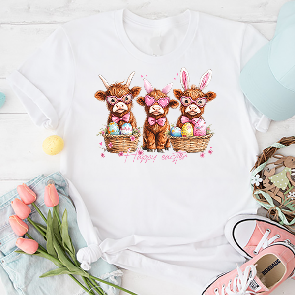 Easter Highland Cows Trio Transfer