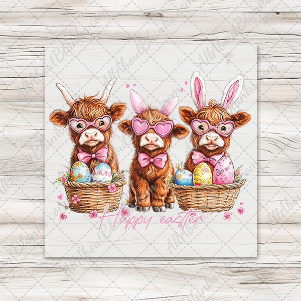 Easter Highland Cows Trio Transfer
