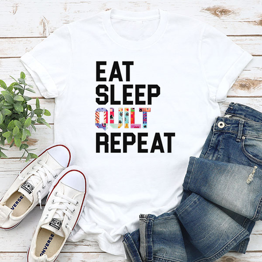 Eat Sleep Quilt Repeat DTF Transfer - T-SHIRT SIZE