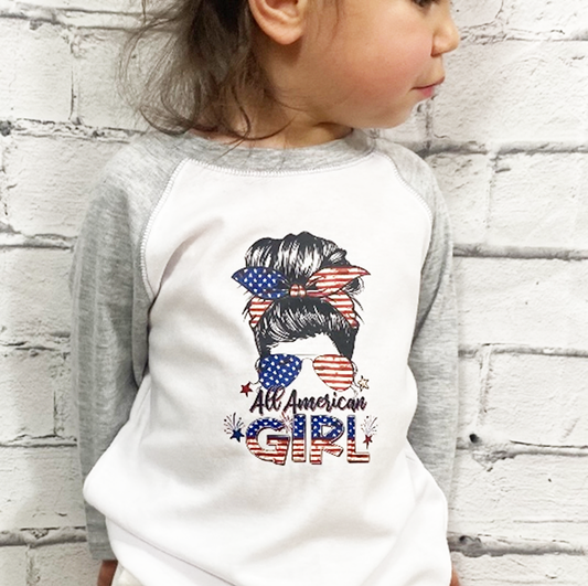 All-American Girl Messy Bun Transfer - TODDLER SIZE