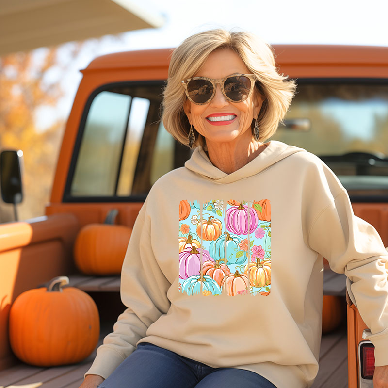 Fall Pumpkins Brushstroke Transfer - T-SHIRT SIZE