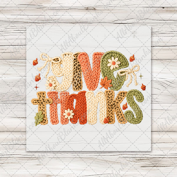 Faux Yarn Preppy Give Thanks Transfer