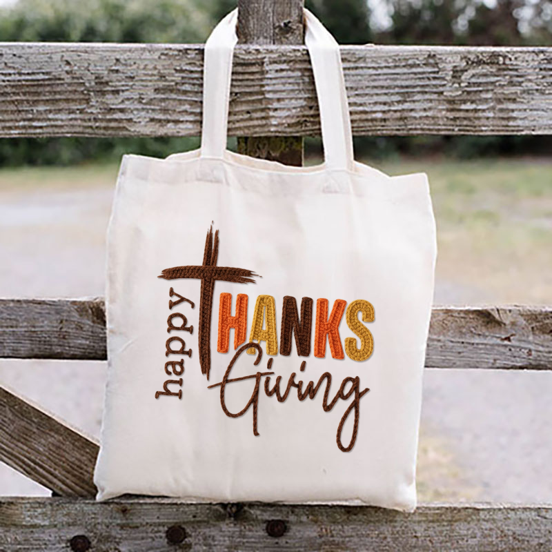 Faux Yarn Happy Thanksgiving Cross Transfer