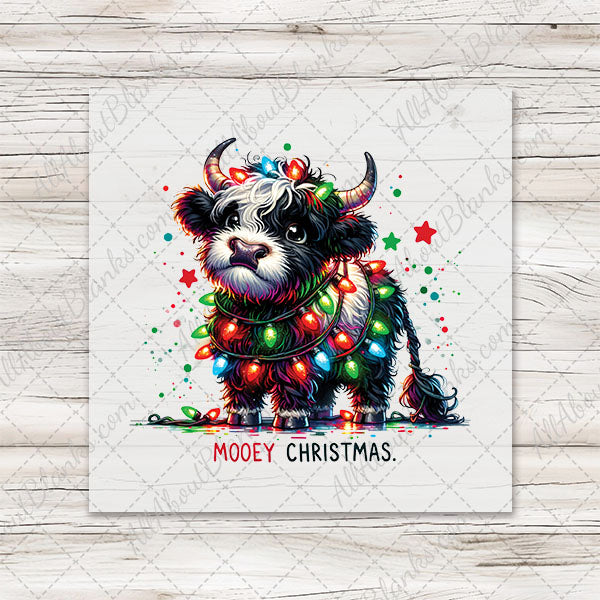 Festive Highland Cow Transfer - T-SHIRT SIZE