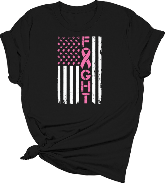 Fight Breast Cancer Flag Transfer - T-SHIRT SIZE