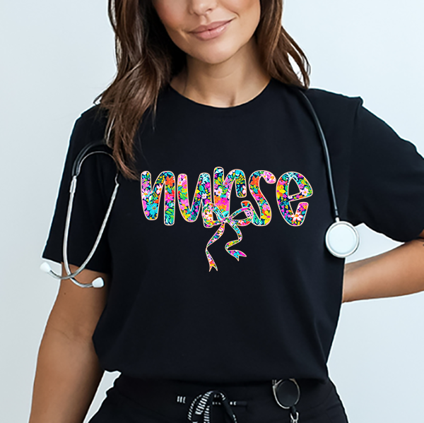 Floral Nurse Coquette Transfer - T-SHIRT SIZE