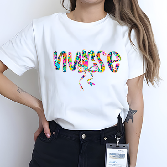 Floral Nurse Coquette Transfer - T-SHIRT SIZE