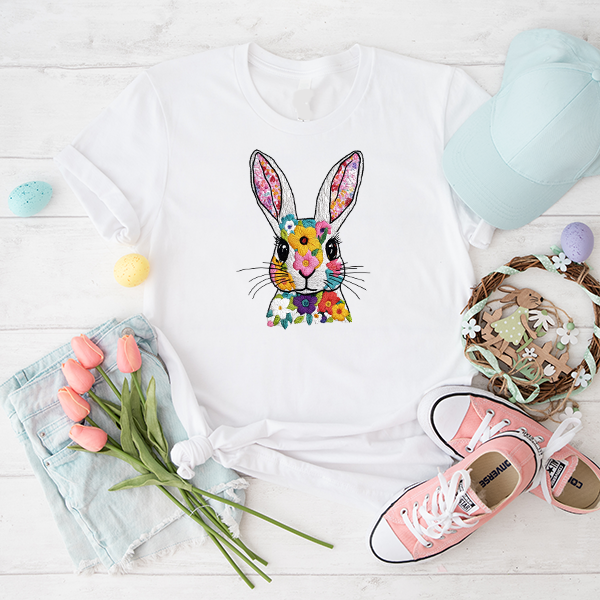 Floral Embroidery Bunny Transfer