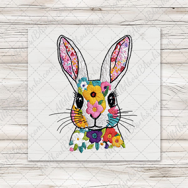 Floral Embroidery Bunny Transfer