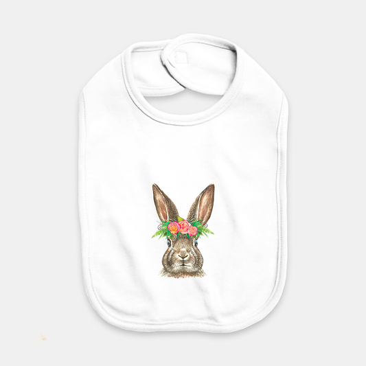 Girl Bunny With Flowers DTF Transfer - BIB or ONESIE SIZE
