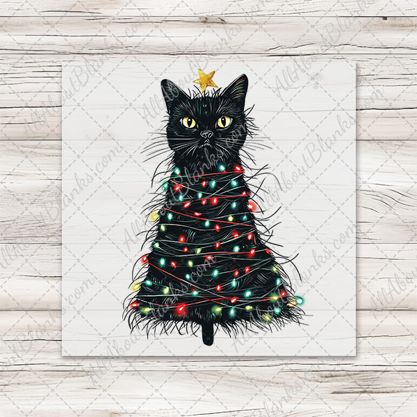 Funny Black Cat Christmas Transfer - T-SHIRT SIZE